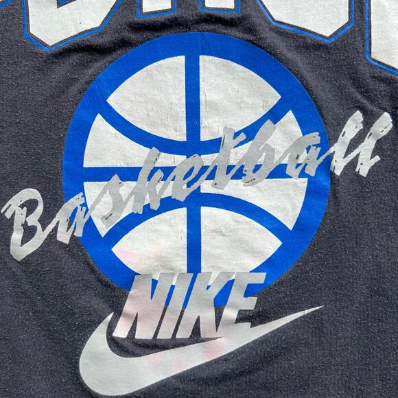Vintage Nike Force Basketball Swoosh Single Stitch T Shirt Faded Black M USA - Picture 7 of 9